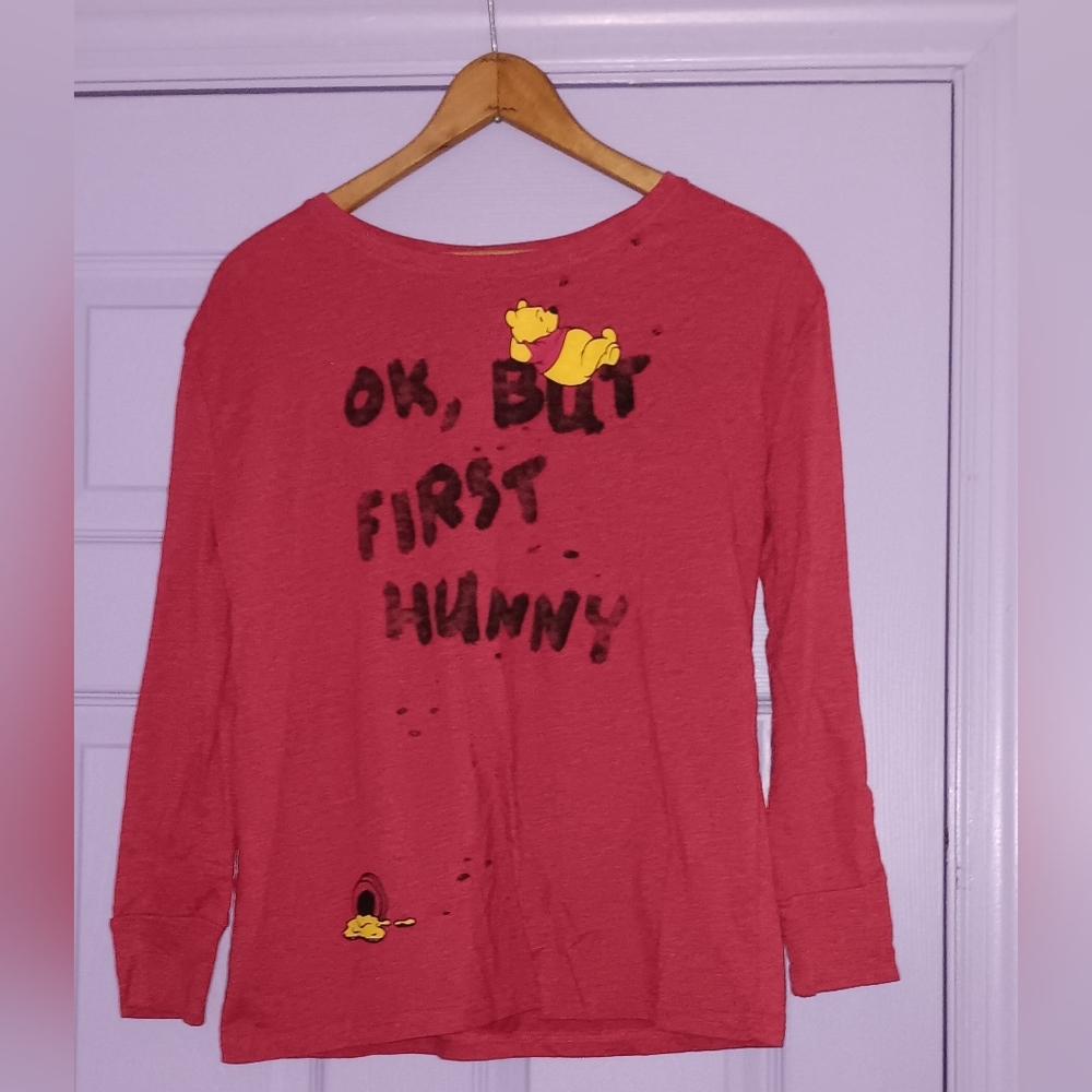 🔷️3-$15🔷️Vintage Red Winnie the Pooh Long Sleeve Graphic T- Shirt Small